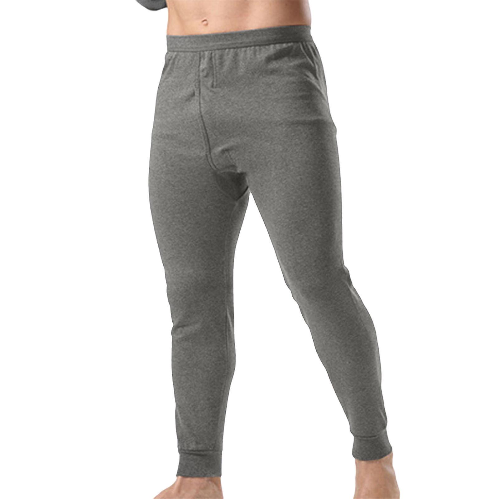 Fianao Base Pants High Elasticity Thermal Front Opening Ankle Banded Men Long Pants for Sleeping