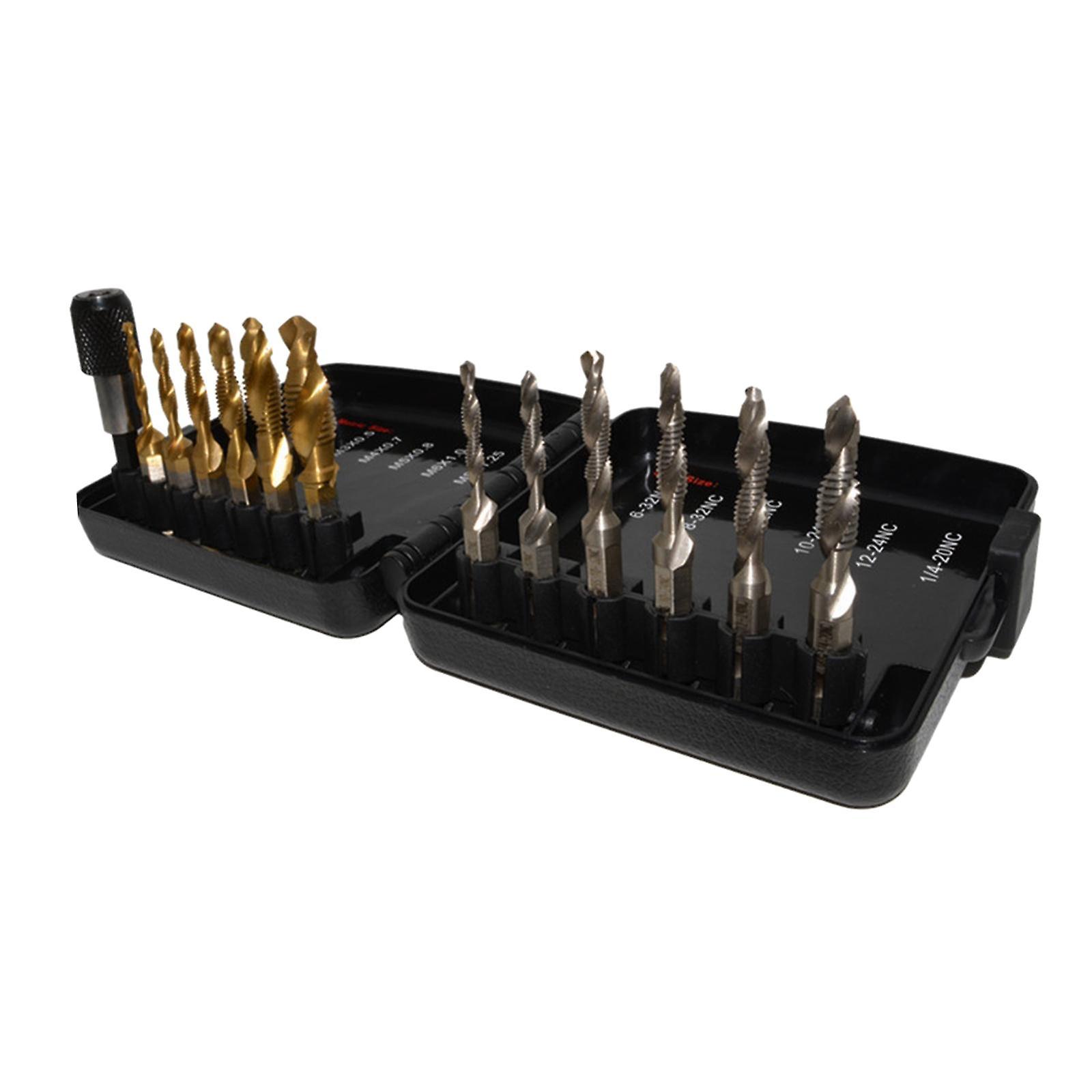 Thread Tap drill bit Set Hardware Accessary for Carving Deburring Tapping 13pcs SAE White