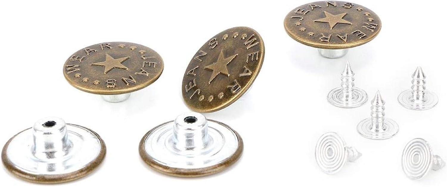 10Pcs Replacement Jeans Buttons Metal Button Snap Buttons with Rivets for Jeans Clothes Pants Belts