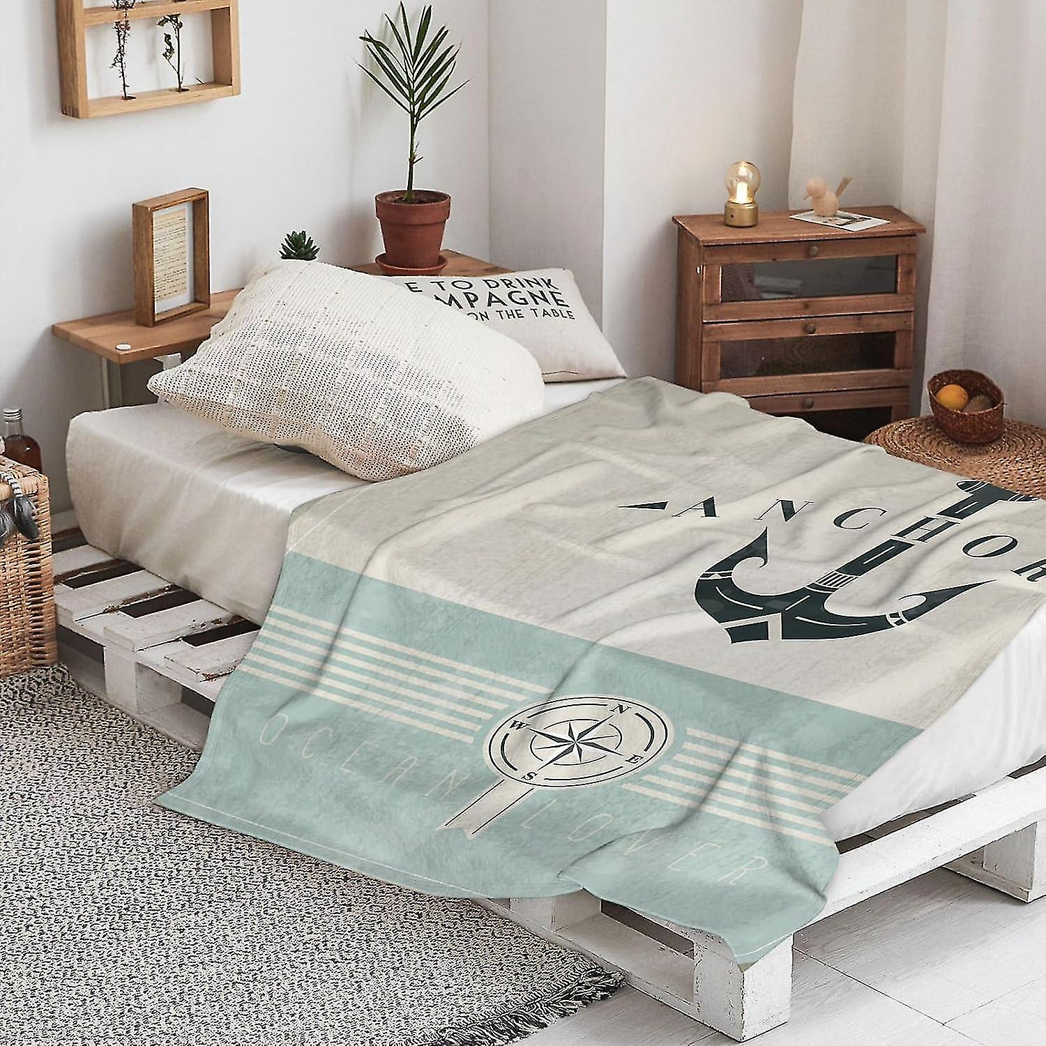 Warm Soft Vintage Design Template With Anchor - Eps10 Compatibility Required Throw Blanket,winter Warm Sofa Bed Throw Bed Picnic Blanket Throw Over So