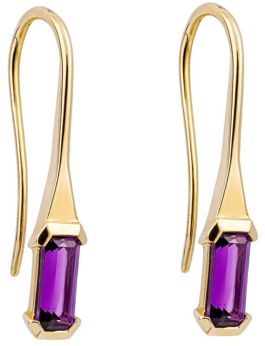 Elements Gold Elongated Amethyst Drop Earrings - Purple/Gold