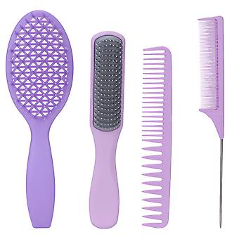 Hair Comb Set Four Types Multifunctional Hair Styling Brush Kit with Antislip Comfortable Handle