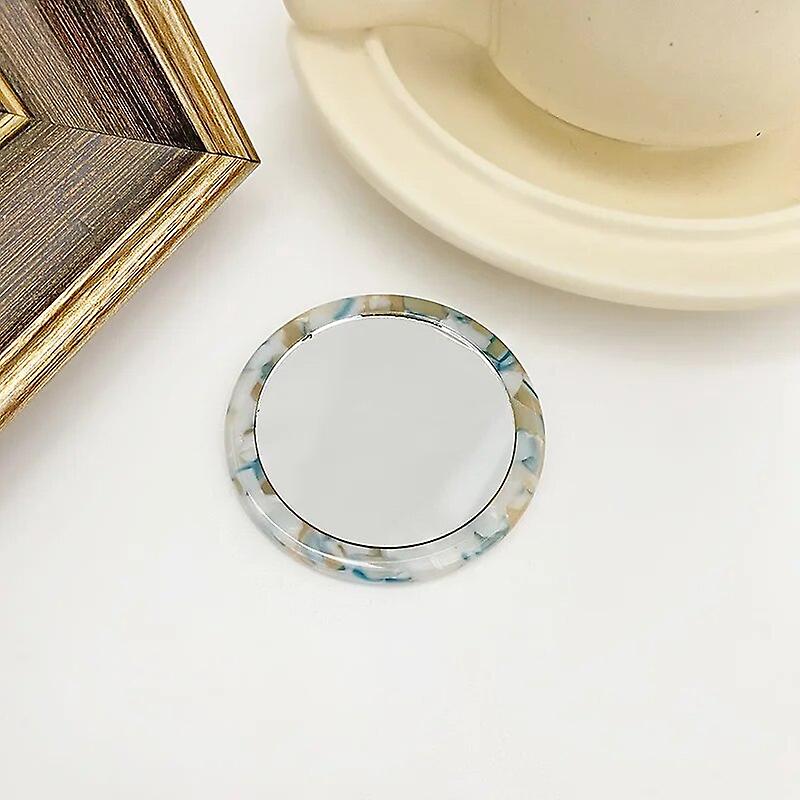 シンプルなアセテートスモールラウンドミラースモールゼブラパターンメイクアップミラーポータブルミニラウンドメイクアップミラートラベルアクセサリー~19479