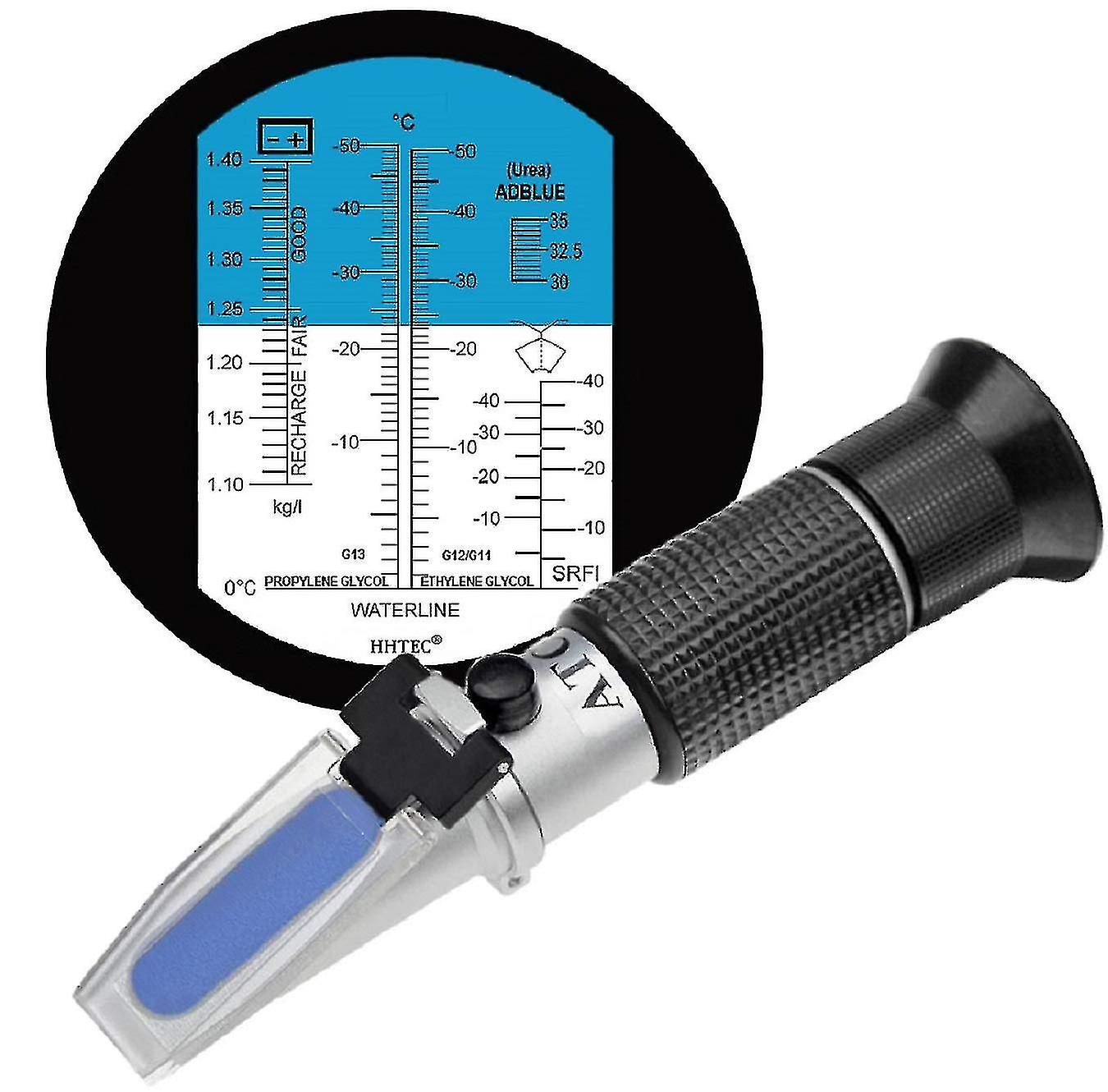 Réfractomètre antigel 4-en-1 éthylène glycol, propylène glycol, pour le point de congélation de l’eau de refroidissement, l’eau de disque, l’adblue...