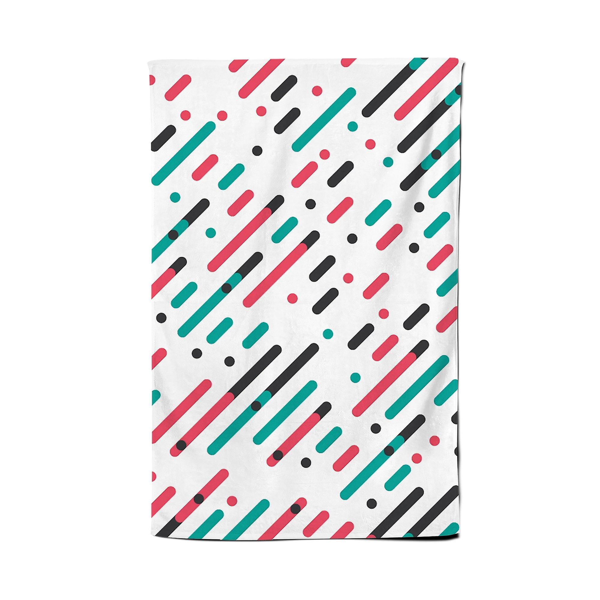 Overlapping Coloured Diagonal Lines Tea Towel