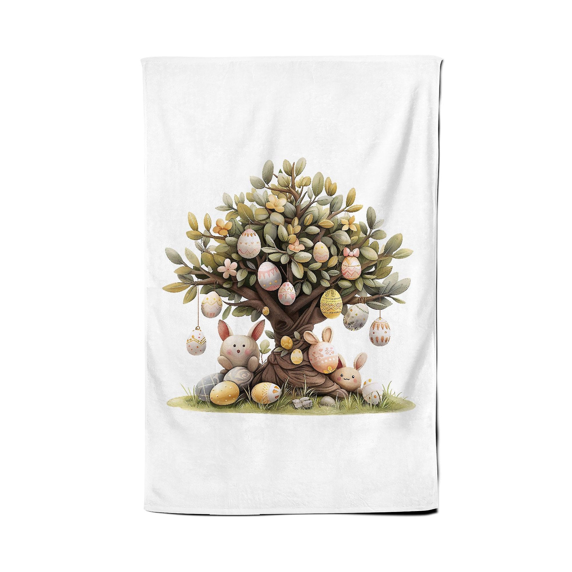 Easter Egg Tree Design Tea Towel