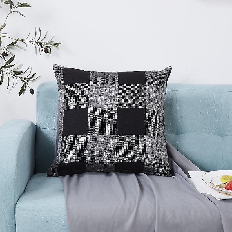 Plaid Cushion Cover Breathable Pillow Case Wrinkle-Resistant Polyester Pillow Case Decorative Cushio
