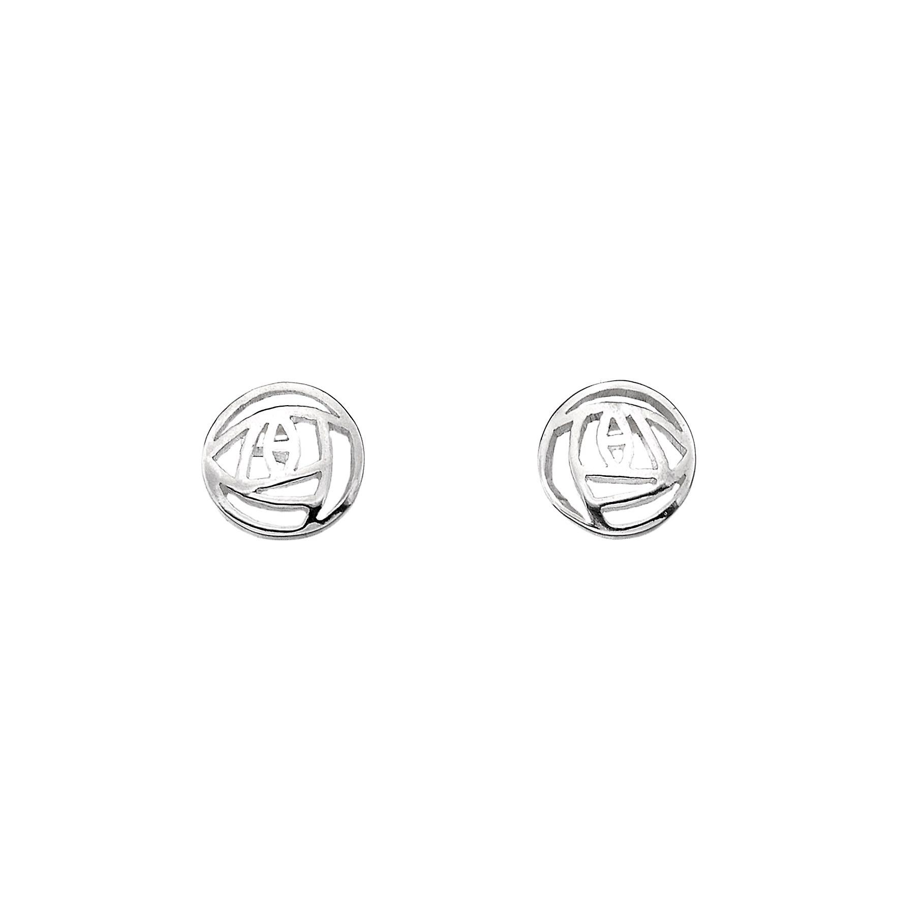 Sterling Silver Stud Earrings - Charles Rennie Mackintosh Rose Round