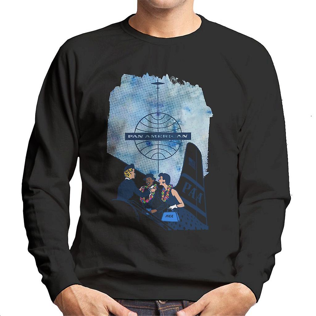 Pan Am Hostess Placing Rainbow Lei On Customer Men's Sweatshirt