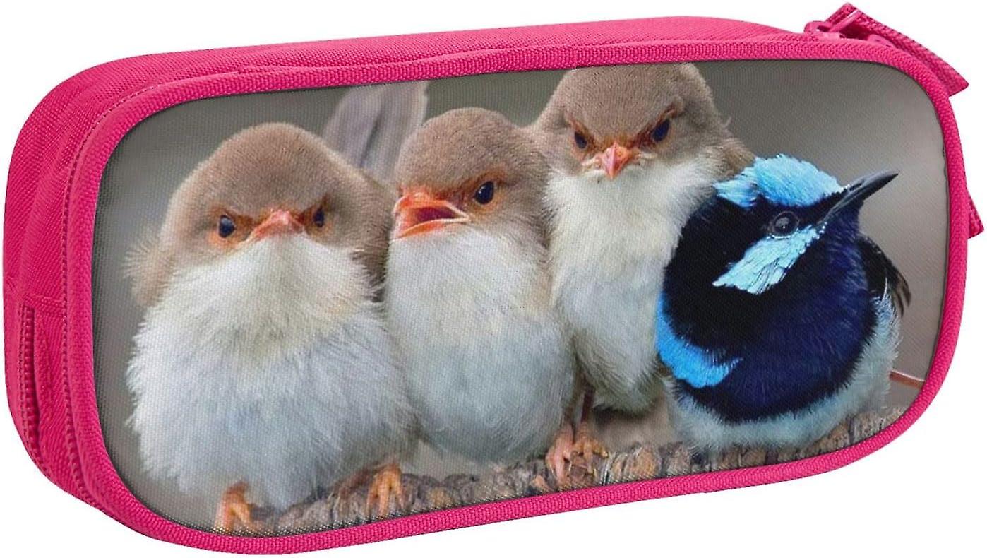 AD647 Paris Tower with Autumn Leaves print Large capacity double pencil pouchDouble-layer zipper stationery bag