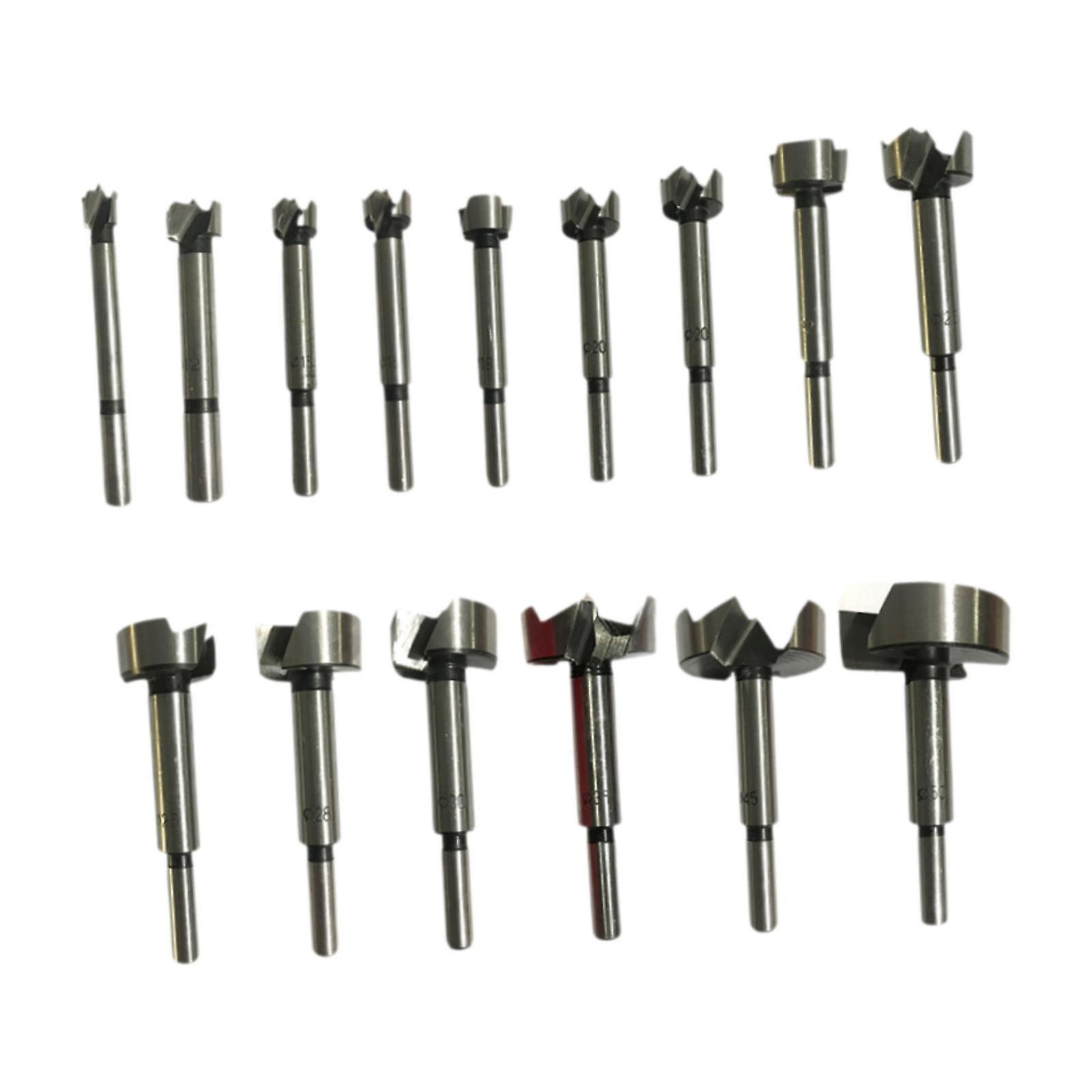 15件 Forstner 钻头套装 10mm-50mm 金属用于硬木 木材 软木