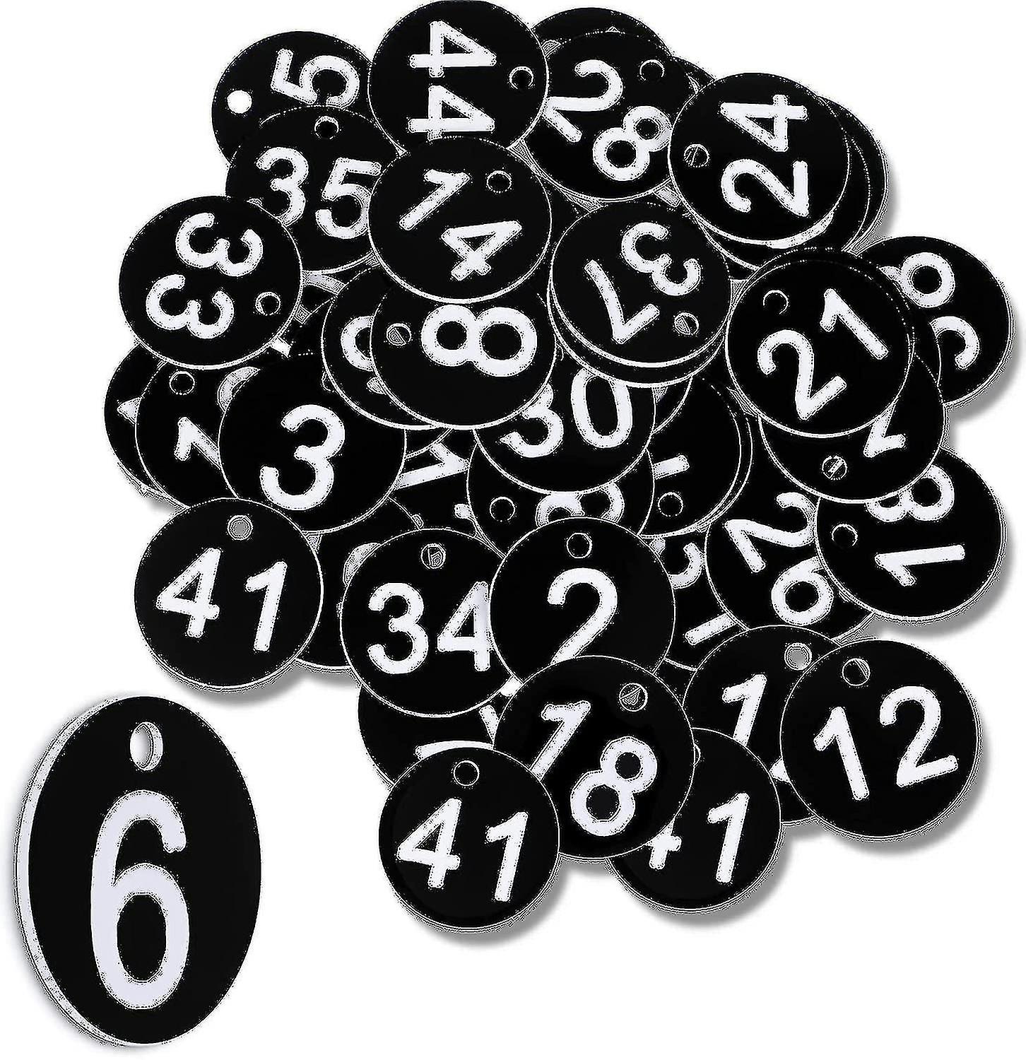Svart nummer Tags 1-50 plast nummererte tokens plast tabellnumre nummerert