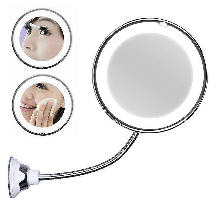Suction Cup Type LED Lighted Makeup Mirror Flexible Wall Mounted Folding Mirror