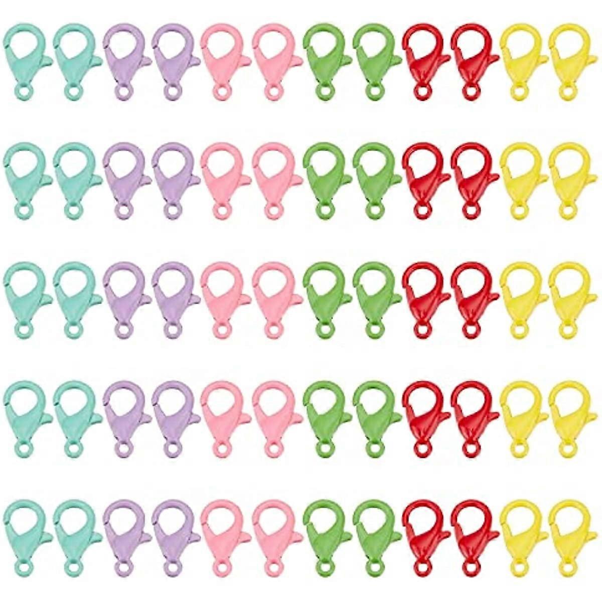 Colorful Lobster Claw Clasps 60pcs 6 Colors Alloy Necklace Fastener Hook Bracelet Clips Closures Jewelry Clasp Connectors End Chain Clasps