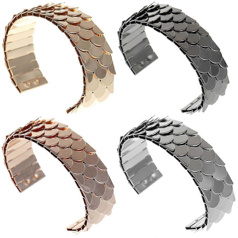 4pcs Fish Scales Bangles Adjustable Open Bracelets Punk Opening Bracelet
