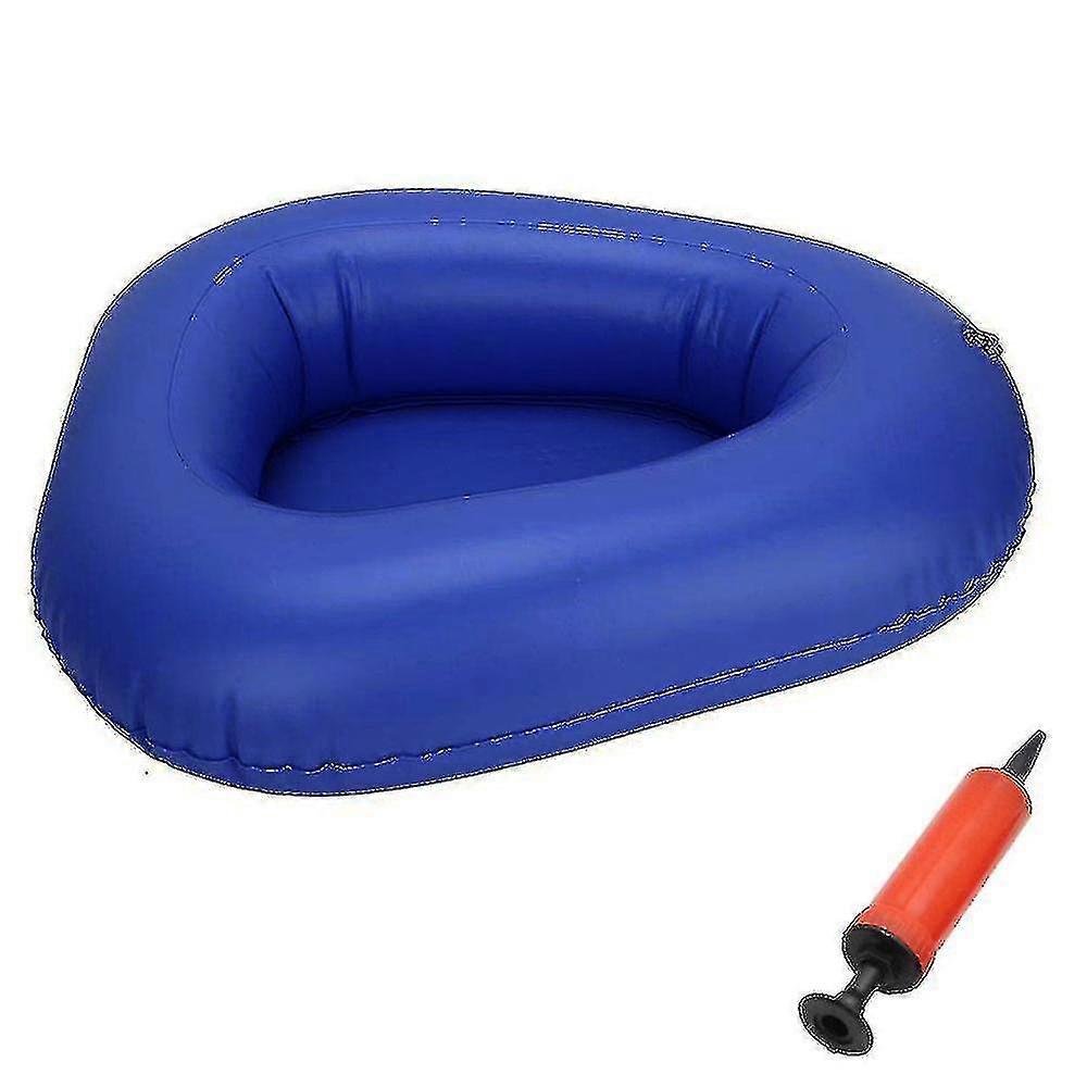 Lavable Portable Air Inflation Blue Elderly Inflatable Stool Toilet