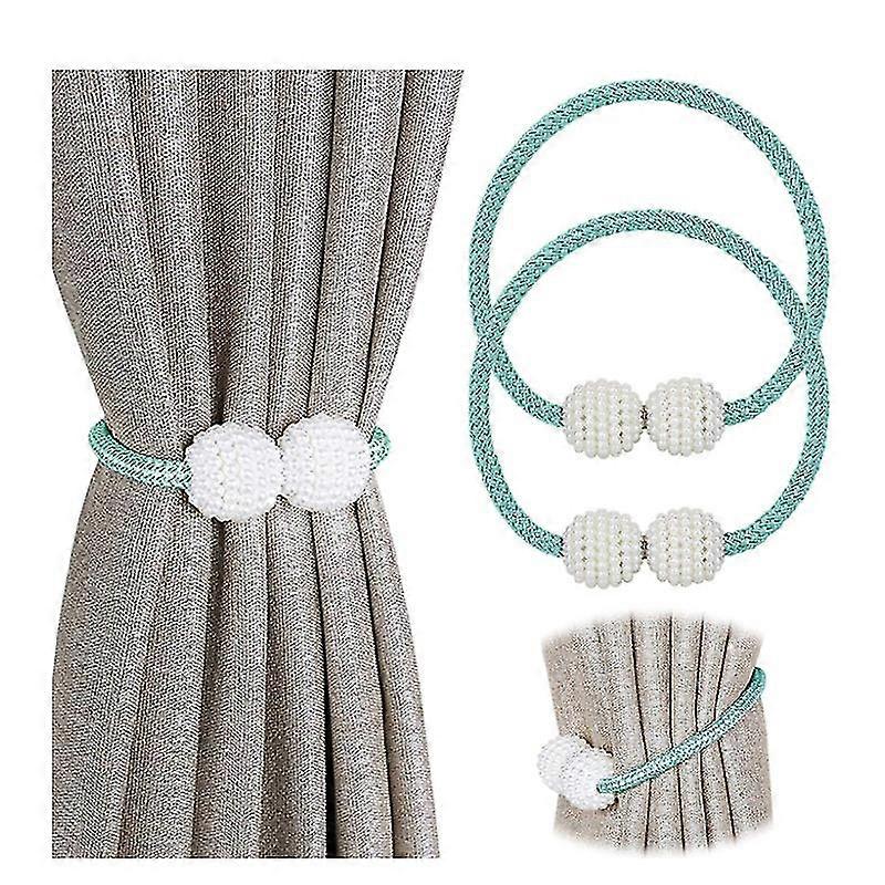 Jianghuo Magnetic Curtain Tiebacks Clips (2 Pack),Window Tie Backs Holders For Home Office Decorative Rope Holdbacks Classic Tiebacks Design (Aqua)