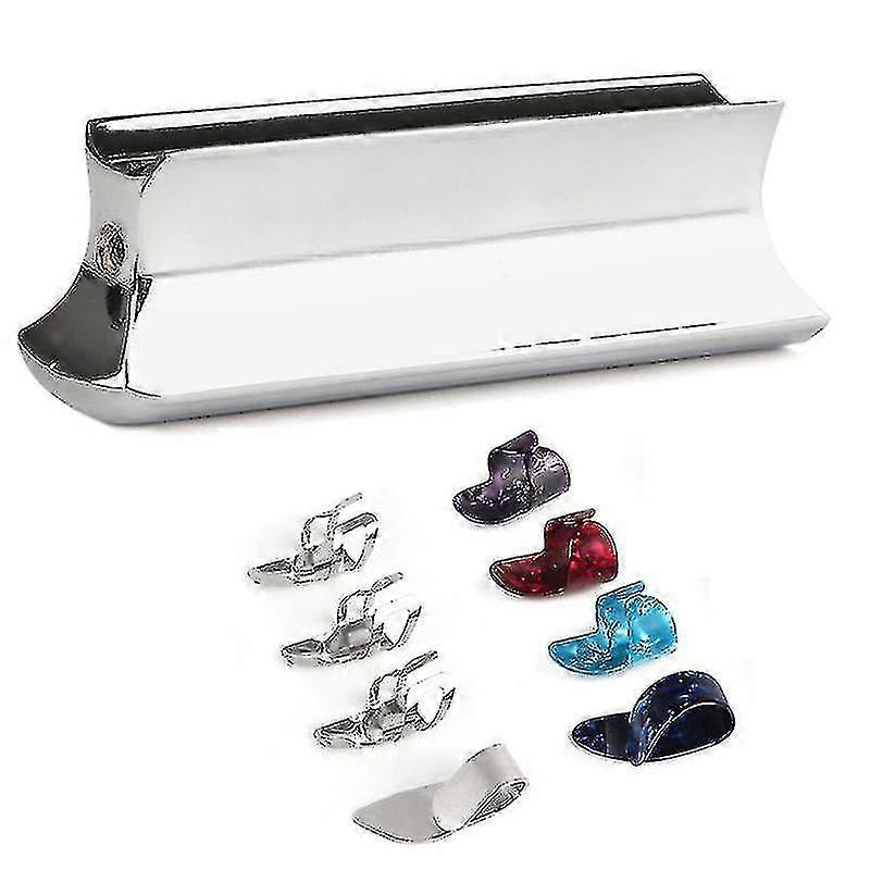 ギタースライドメタルスチールトーンバー、セルロイドとステンレス鋼メタルサム&フィンガーピックPle Y