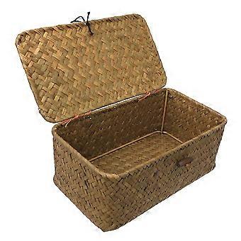 Opbergdoos 23 5x13x9 5cm rotan opbergmand Zeewiermand Handgeweven opbergmand Multifunctionele container met deksel