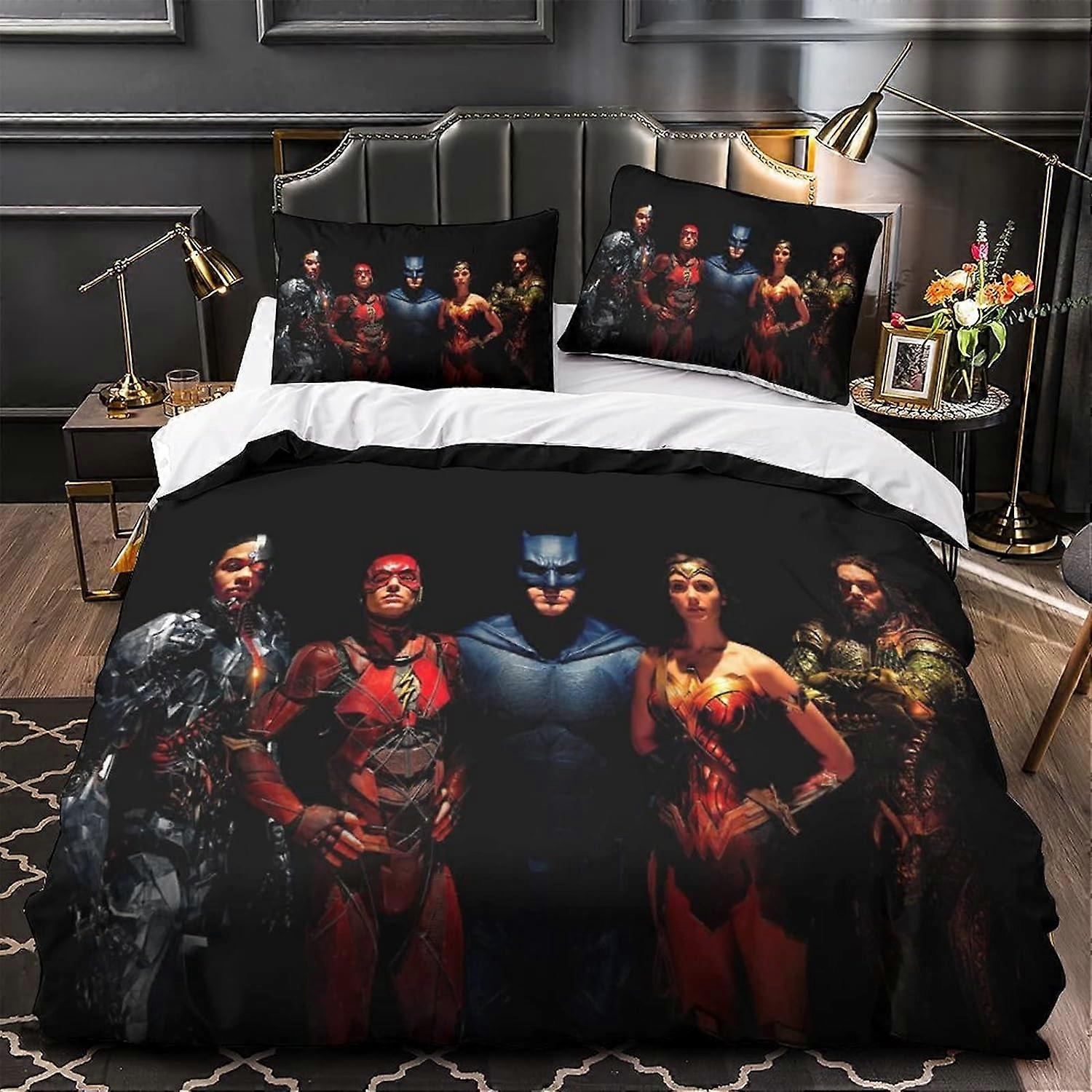 Hero Movie Duvet Cover Set D Printed with Savior Pattern, Pillowcases, Hidden Zipper Closure Pieces for Kids Teens Double