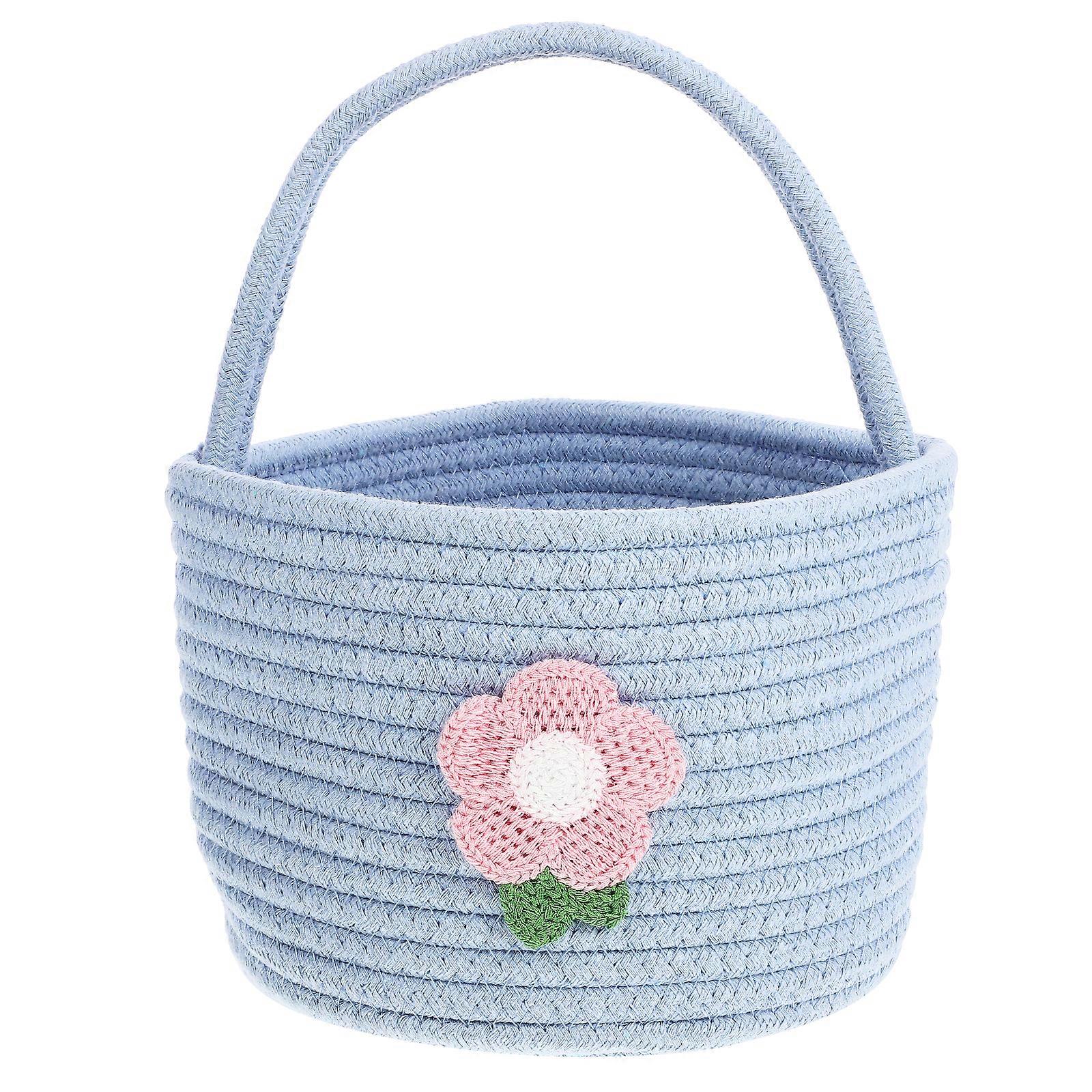 Cesto Intrecciato Cestino Floreale Rustico Intrecciato con Manico Corda di Cotone Cesto di Fiori