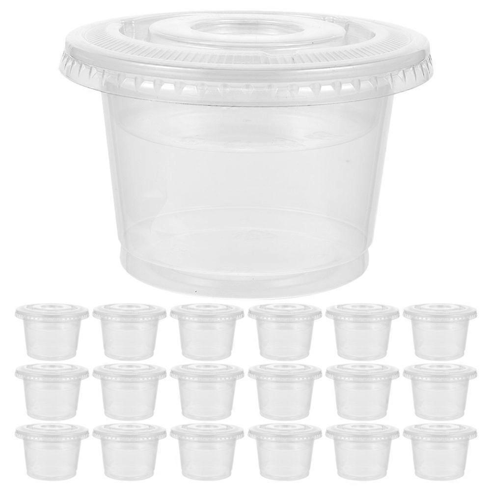 100pcs Small Dessert Cup Seasoning Cup Pudding Cup Sauce Container with Lid for Home