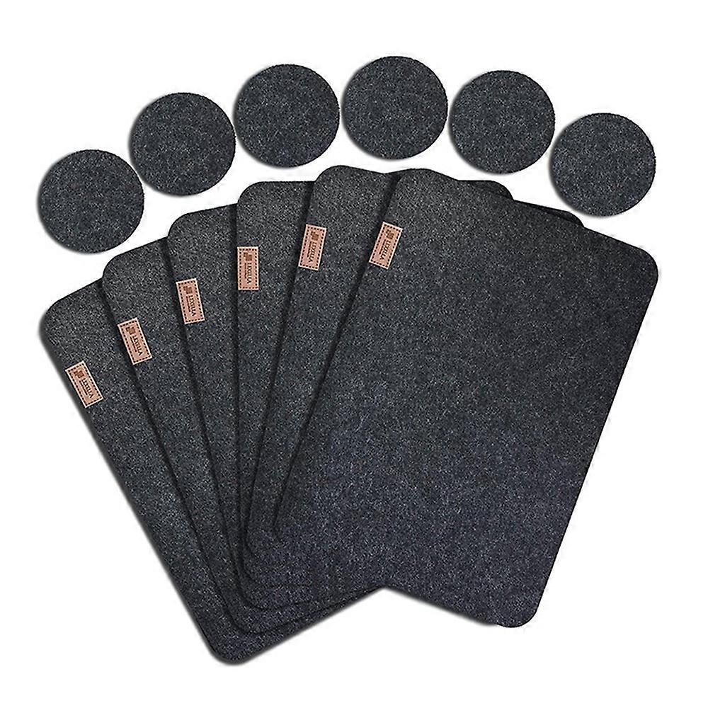 Ensemble de 12 sets de table en feutre comprenant un set de table et un sous-verre, un set de table lavable antidérapant et résistant à la chaleur