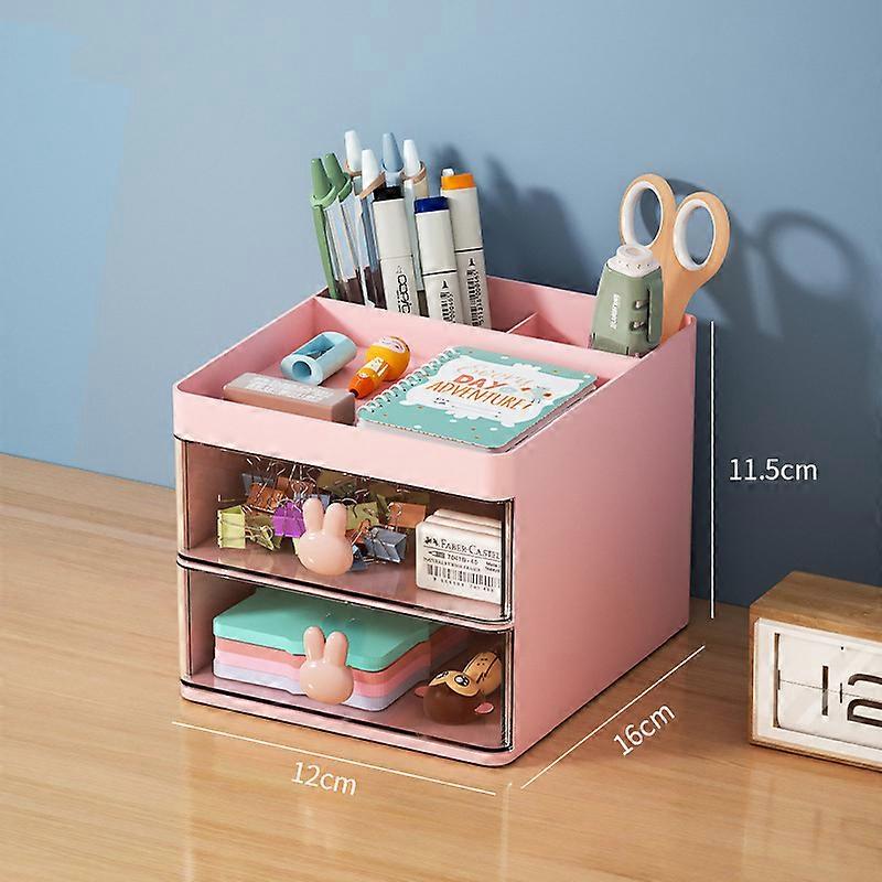 Desktop Sundries Organizer Stationery Cosmetic Storage Box Large Capacity Pen Holder With Drawers School Office