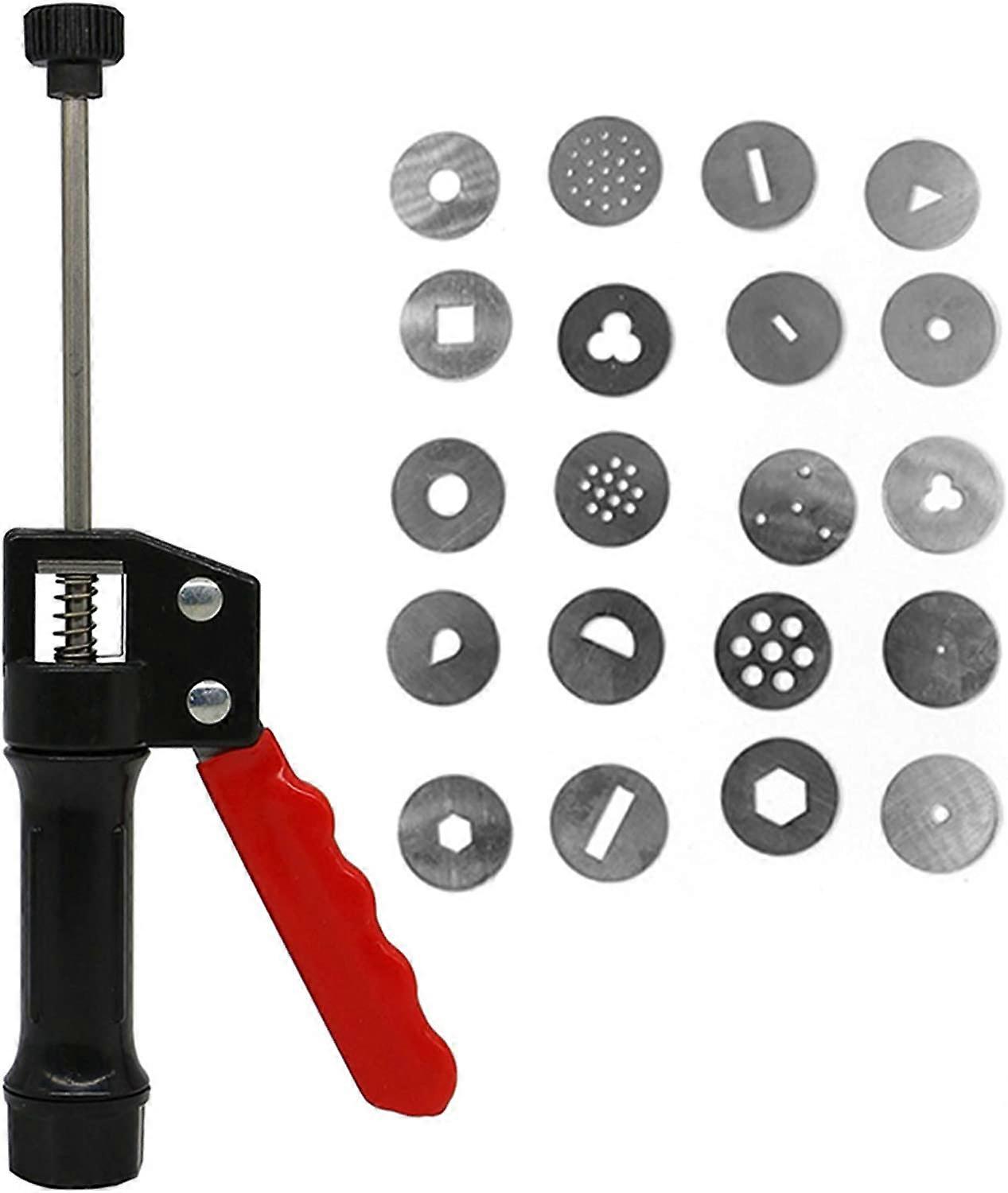 Extrudeur de pistolet d’argile et 20 pièces en acier inoxydable surrempli machine à boue polymère extrudeuse d’argile Craft Gun Cake Fondant Sculpture Ensemble d’outils de décoration