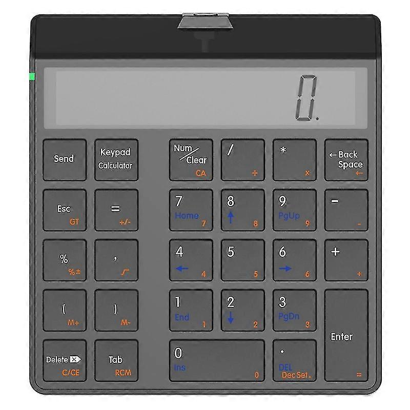 Numeric Keypad 4.0 Bluetooth Keyboard With Display Calculator Function 2 In 1 Number Pad And Calculator Black