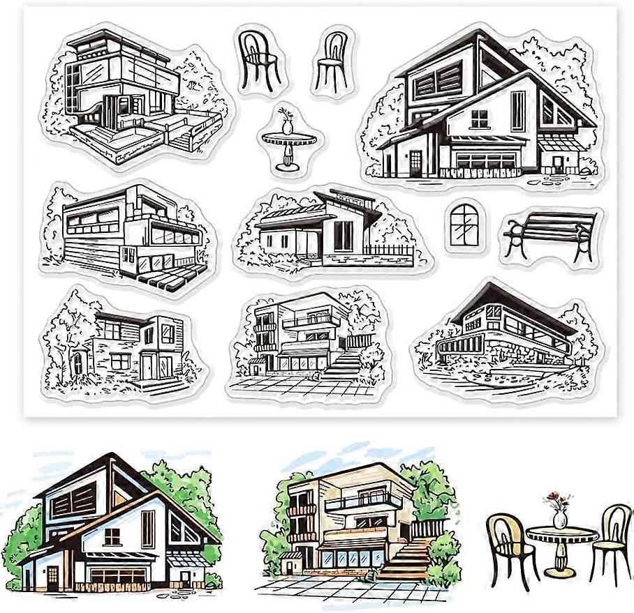 1Sheet Modern House Clear Silicone Stamps