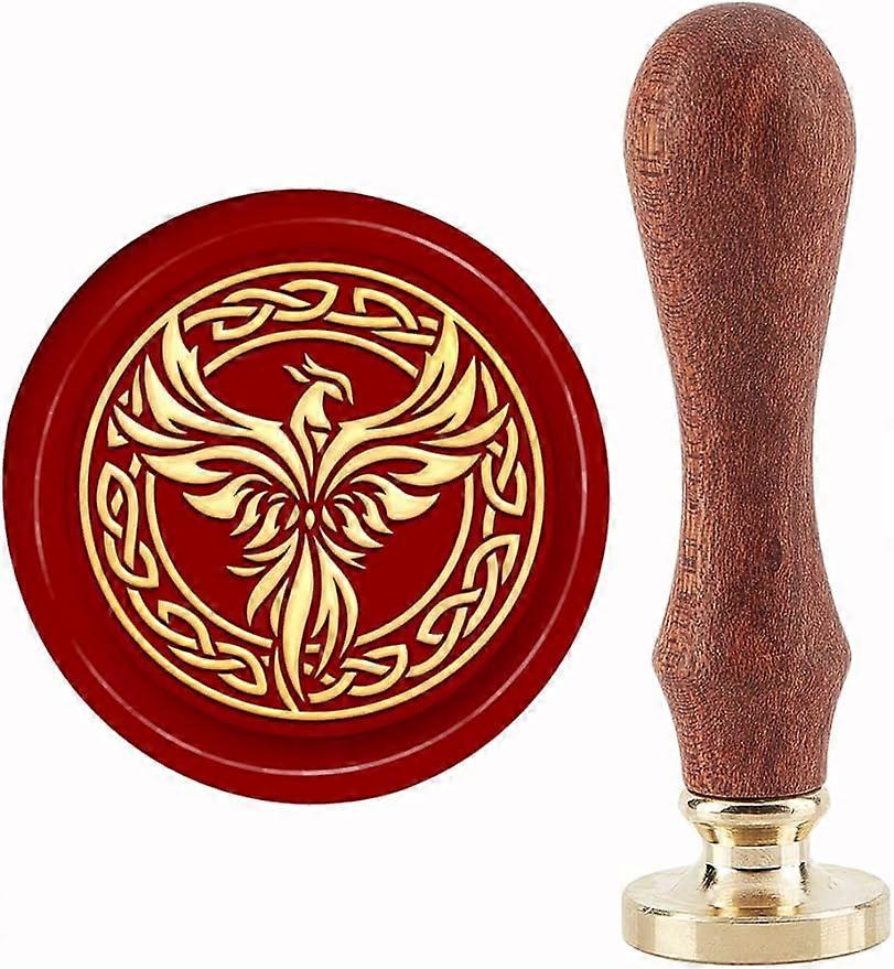 1Set Phoenix Brass Sealing Wax Seal Stamp Wood Handle