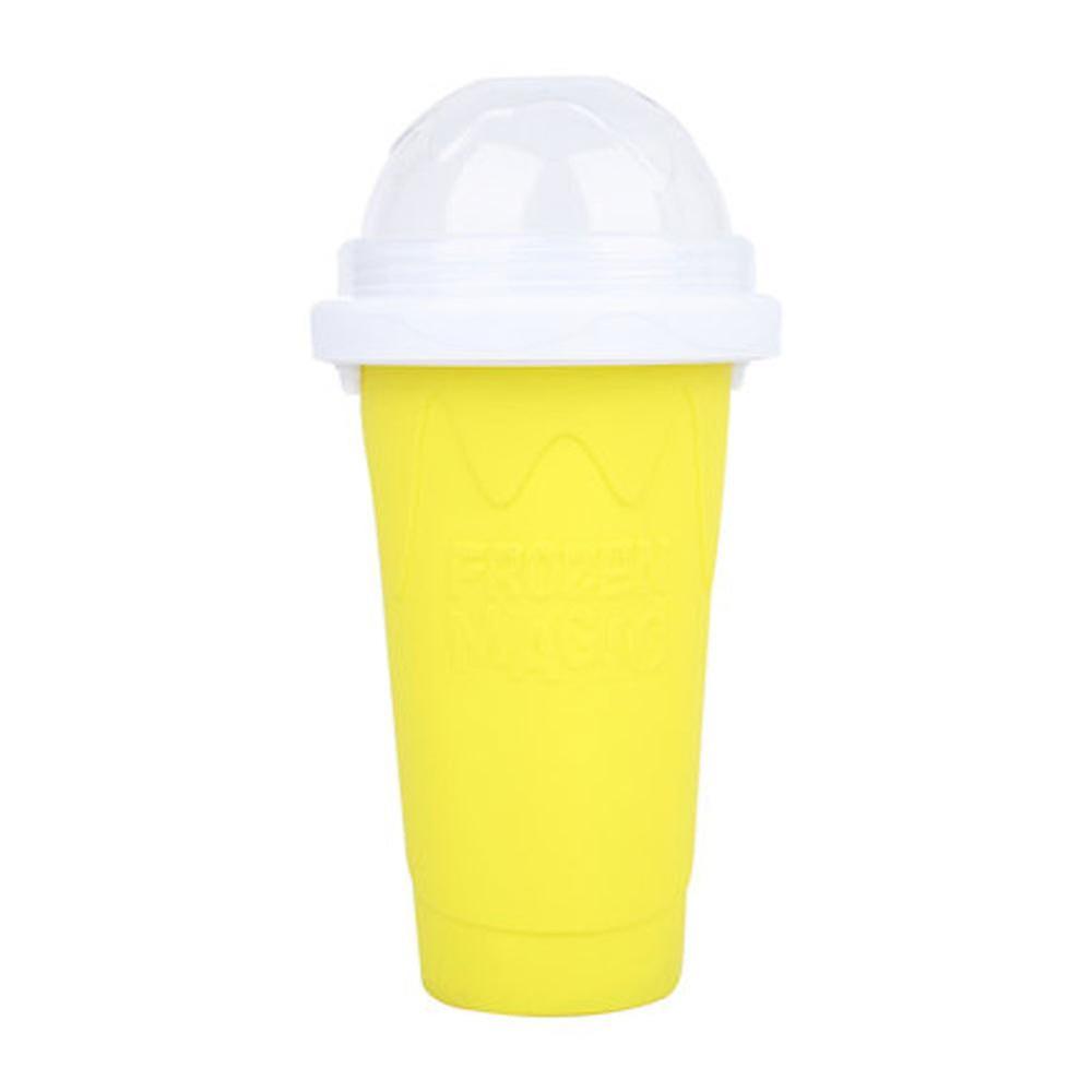 Smoothie Cup Eco-friendly Double Layer Silicone Ice Cream Maker For Home Use, Quick Refrigeration Cup, Yellow