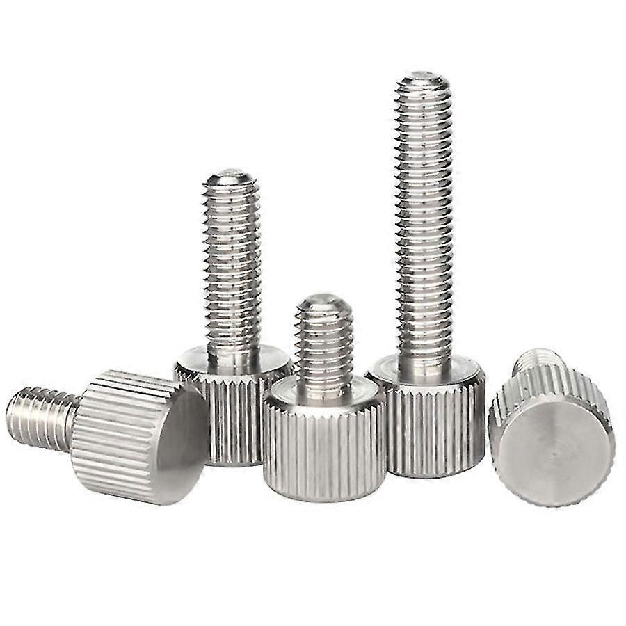 Vis à pouce en acier inoxydable moletée M3 M4 M5 M6 Vis à vis plate 20pcs