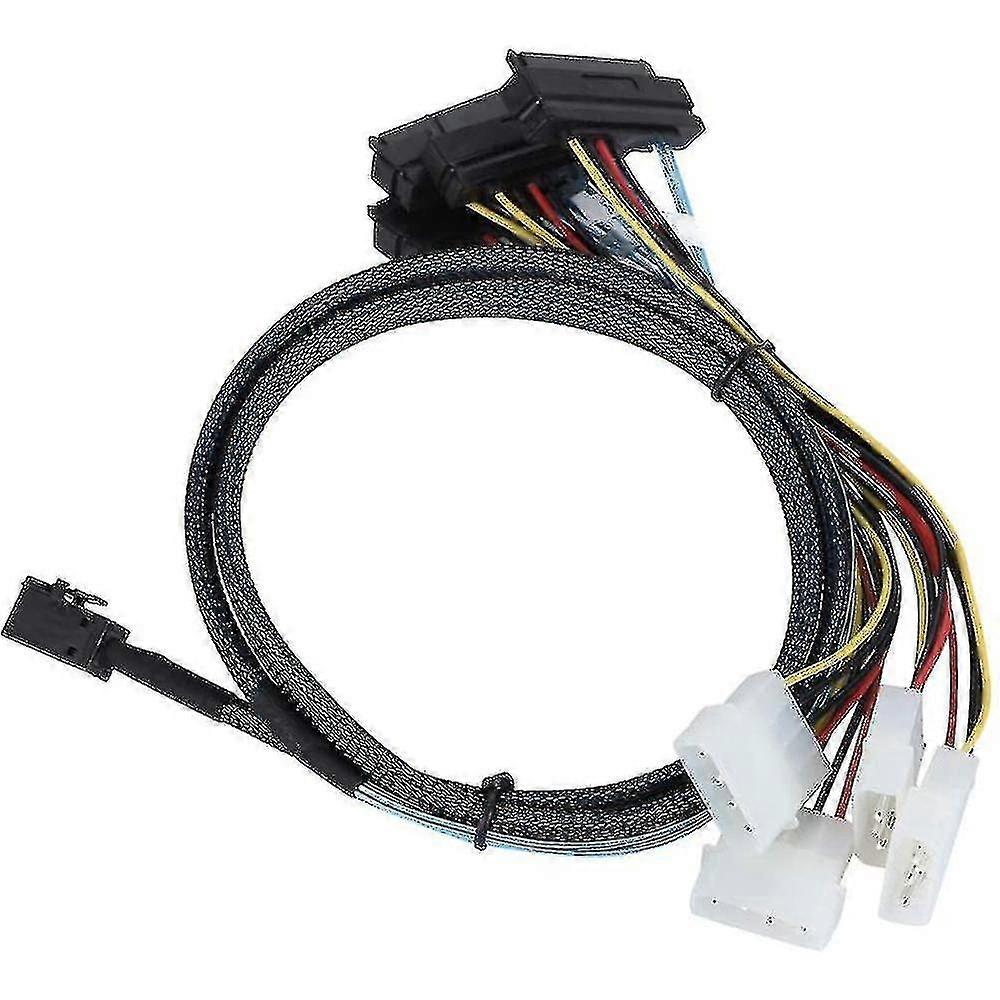 2024 Internal Mini Sas Sff-8643 To (4) 29pin Sff-8482 Connectors With Sata Power, 1m / 3.3ft