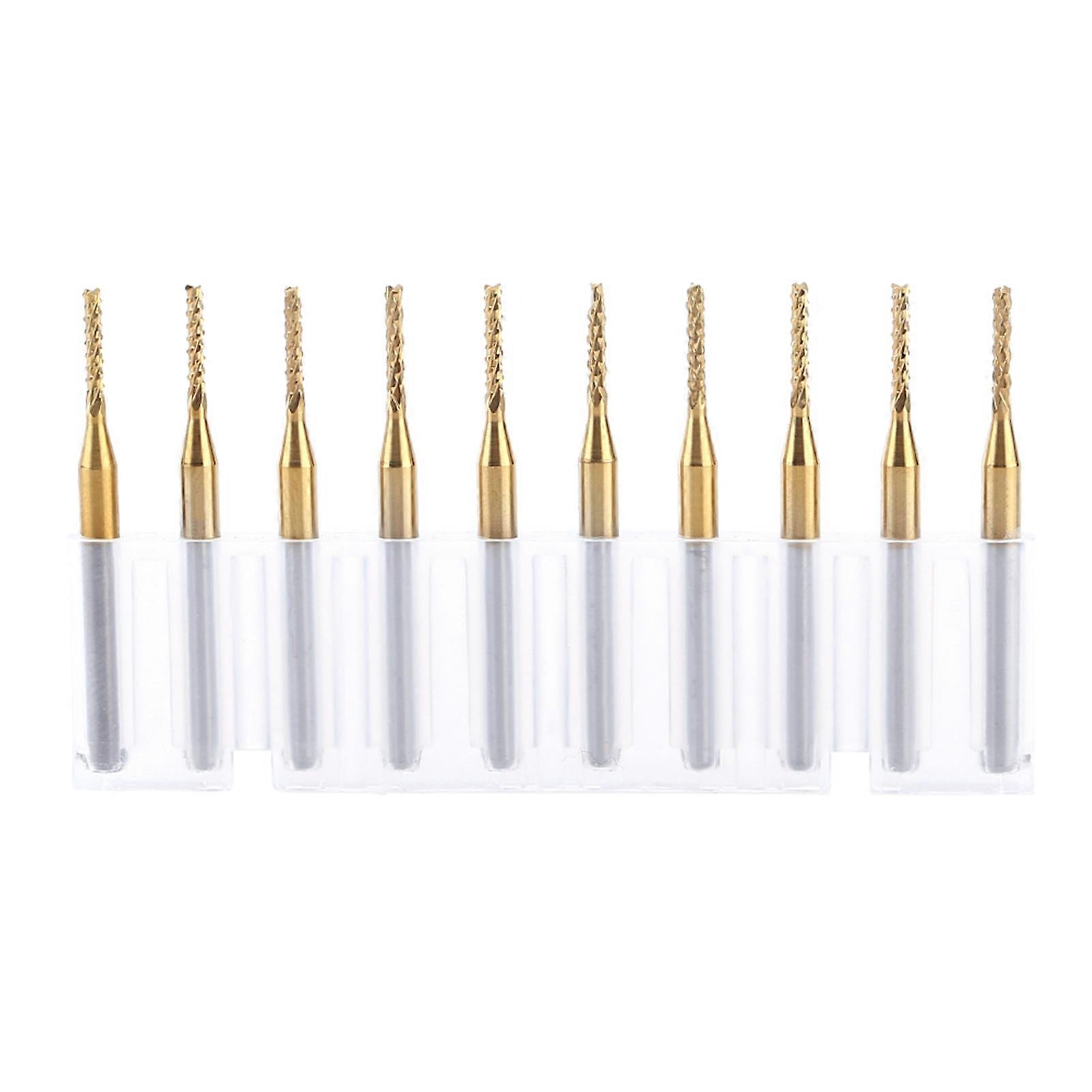 10pcs 1.5mm Cutting Edge End Mill CNC PCB Engraving Bit Tungsten Coating 1/8" Shank
