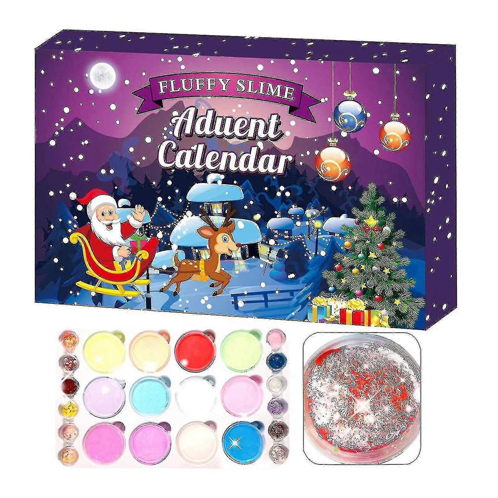 24pcs/set Slime Advent Calendar Christmas Countdown Toys Christmas Decor Theme For Kids Teens