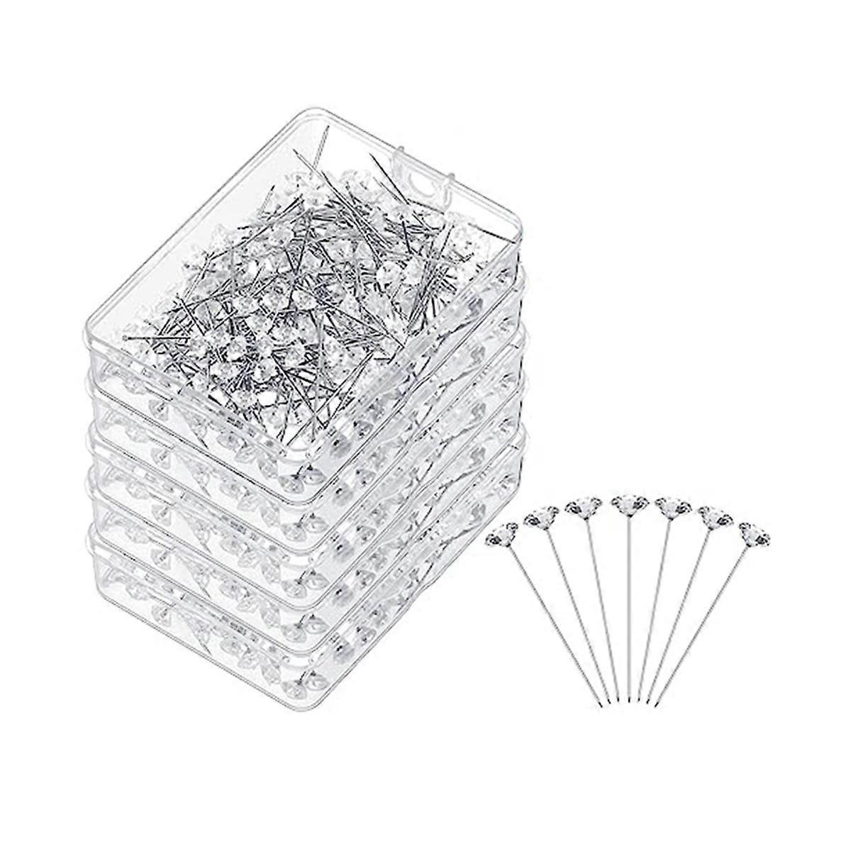 1000 Pcs Corsage Boutonniere Pins 1.5 Inch Bouquet Pins Flower Pins Diamond Rhinestones Pins Crysta