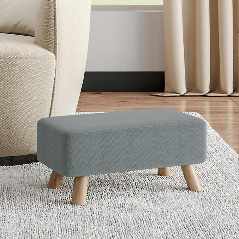 57Cm Rectangular Linen Ottoman Footstool Pouffe Footrest