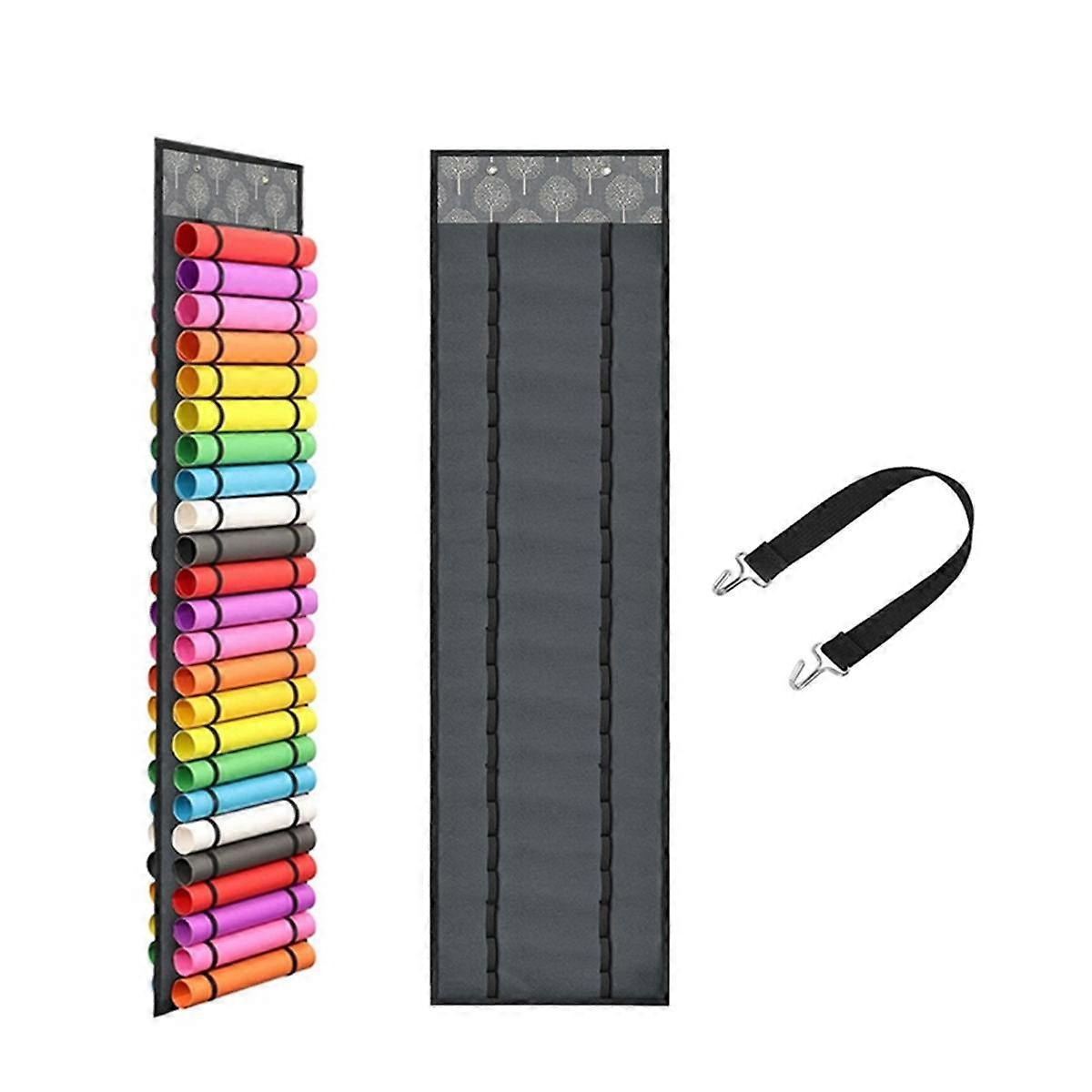 Vinyl Roll Holder with 48 Compartments, Vinyl Roll Storage Organizer Wall Craft Room Organizers and Storage Gray Tree