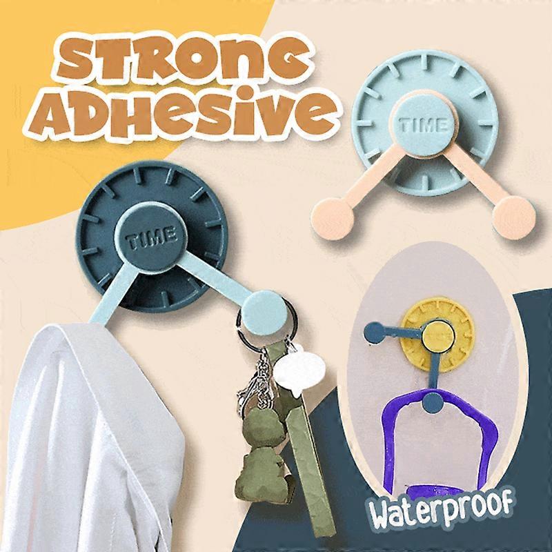4 PCS 360 Rotatable Adhesive Hook Punch-free Clock-shaped Universal Hanger Hanging Gadgets for
