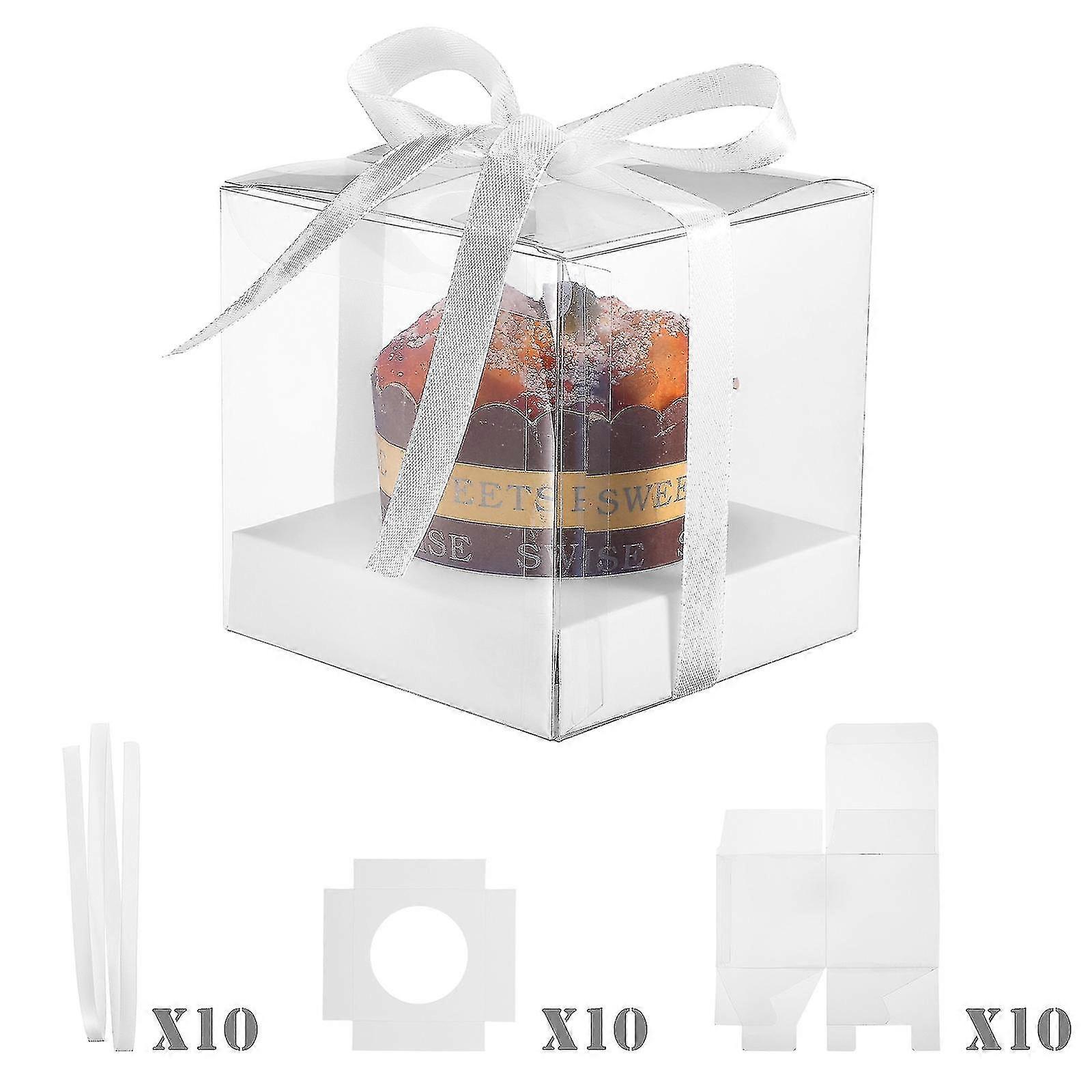 Nuoy 10pcs Cake Pac Boxes Transparent Boxes Cake Boxes Ornt Boxes Y Pac Boxes