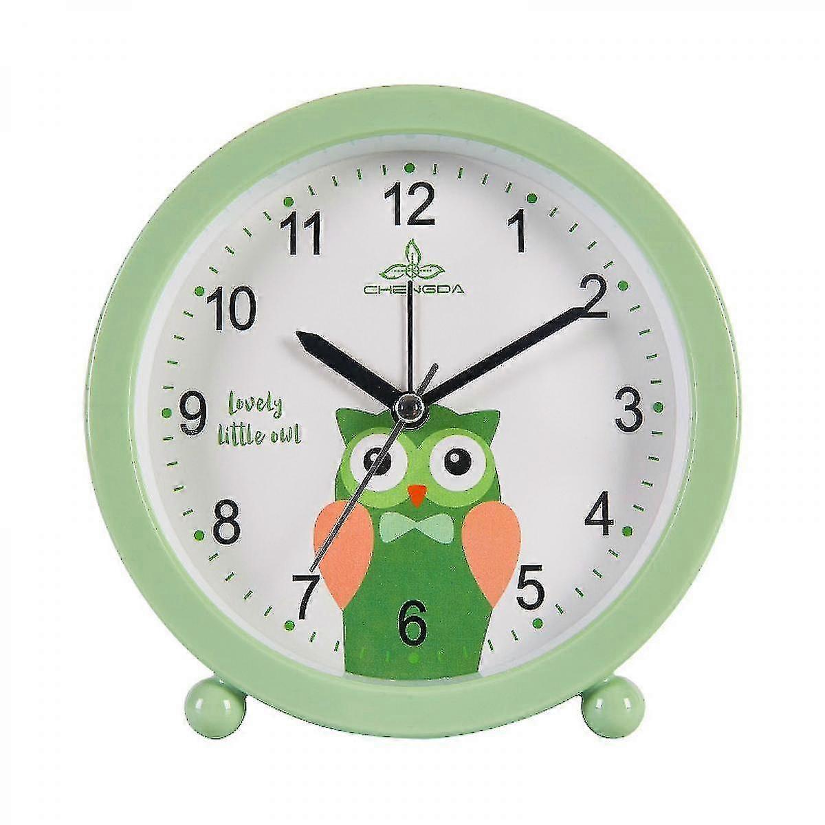 4インチのシンプルなサイレントベッドサイド目覚まし時計、明るいかわいい時計、学生、子供、大人に適しています(緑)-J