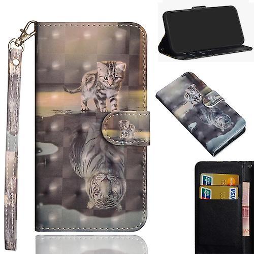 3D Painting Pattern Coloured Drawing Horizontal Flip TPU + PU Leather Case For Google Pixel 3
