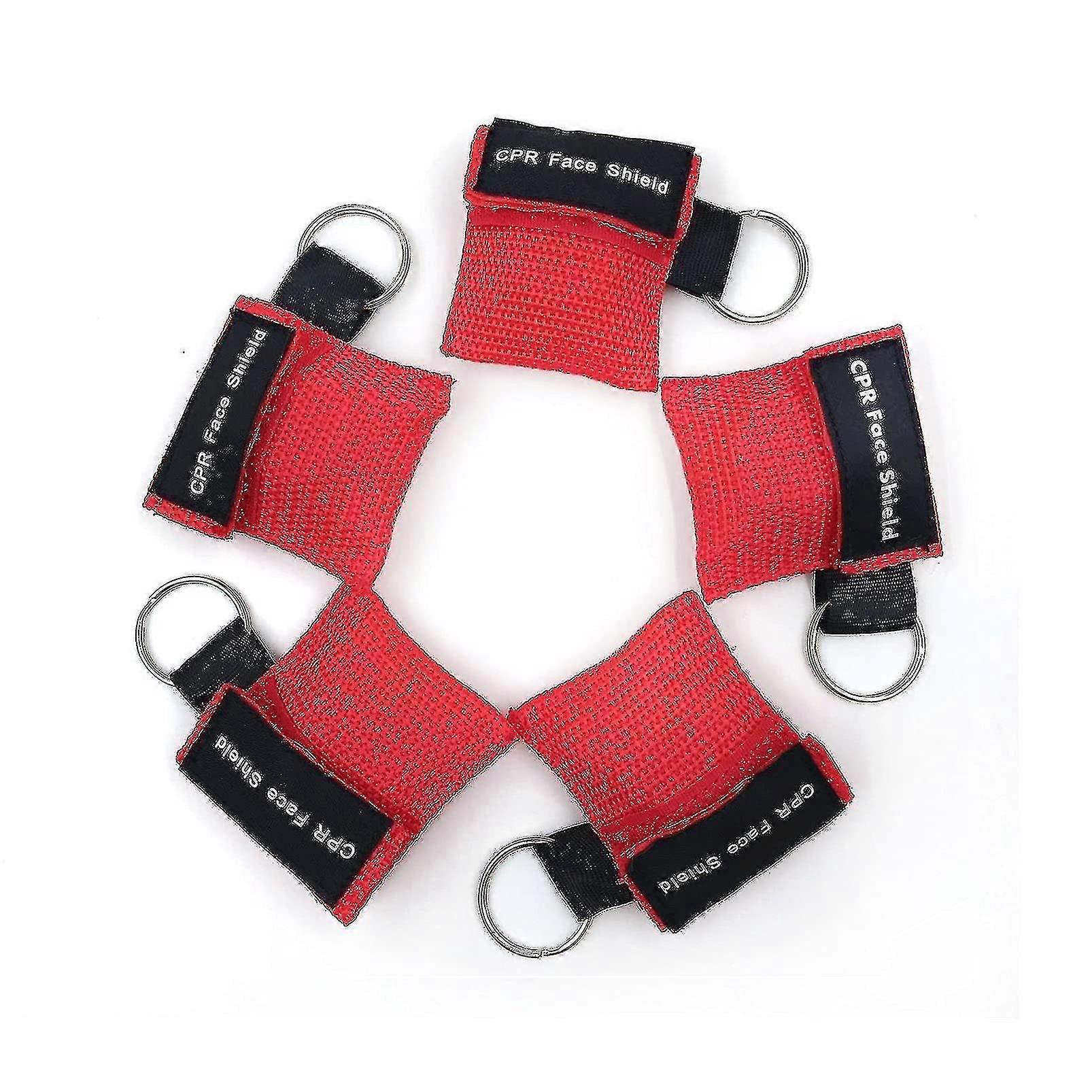5 Pcs Cpr Mask Keychain Ring Emergency Kit Rescue Face Shields