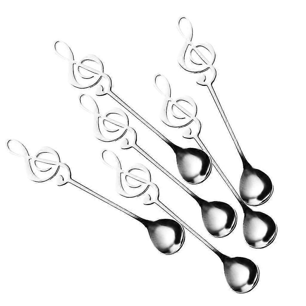 6pcs Teaspoons Stainless Steel Musical Notation Shaped Coffee Spoons