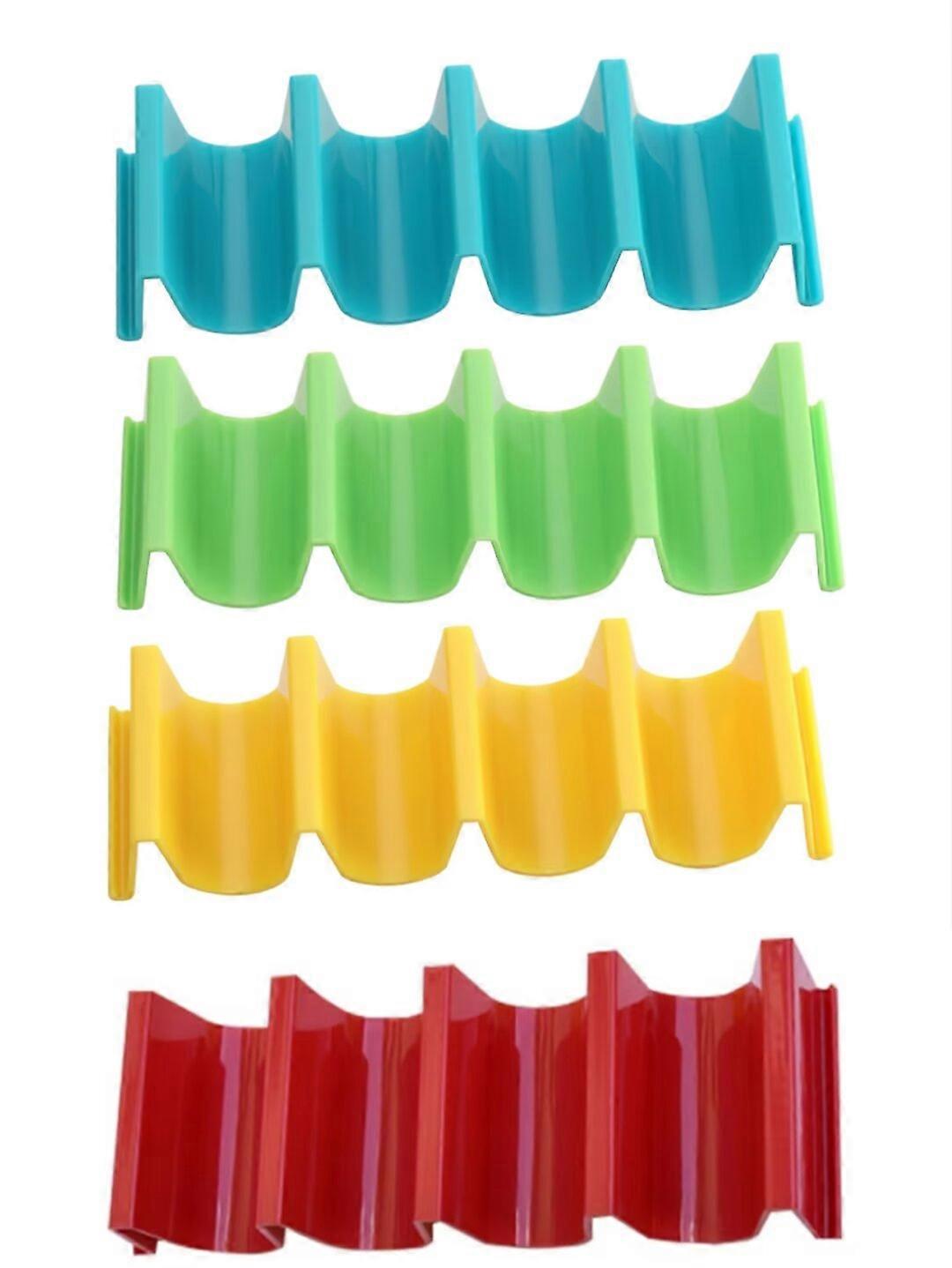 Taco Holder Stand Set of 4, Colorful Taco Holder Plate, Wave Shape Taco Tray, Taco Shell Holder Stand for Party, Hold 4 Tacos Each, Very Hard and Stu