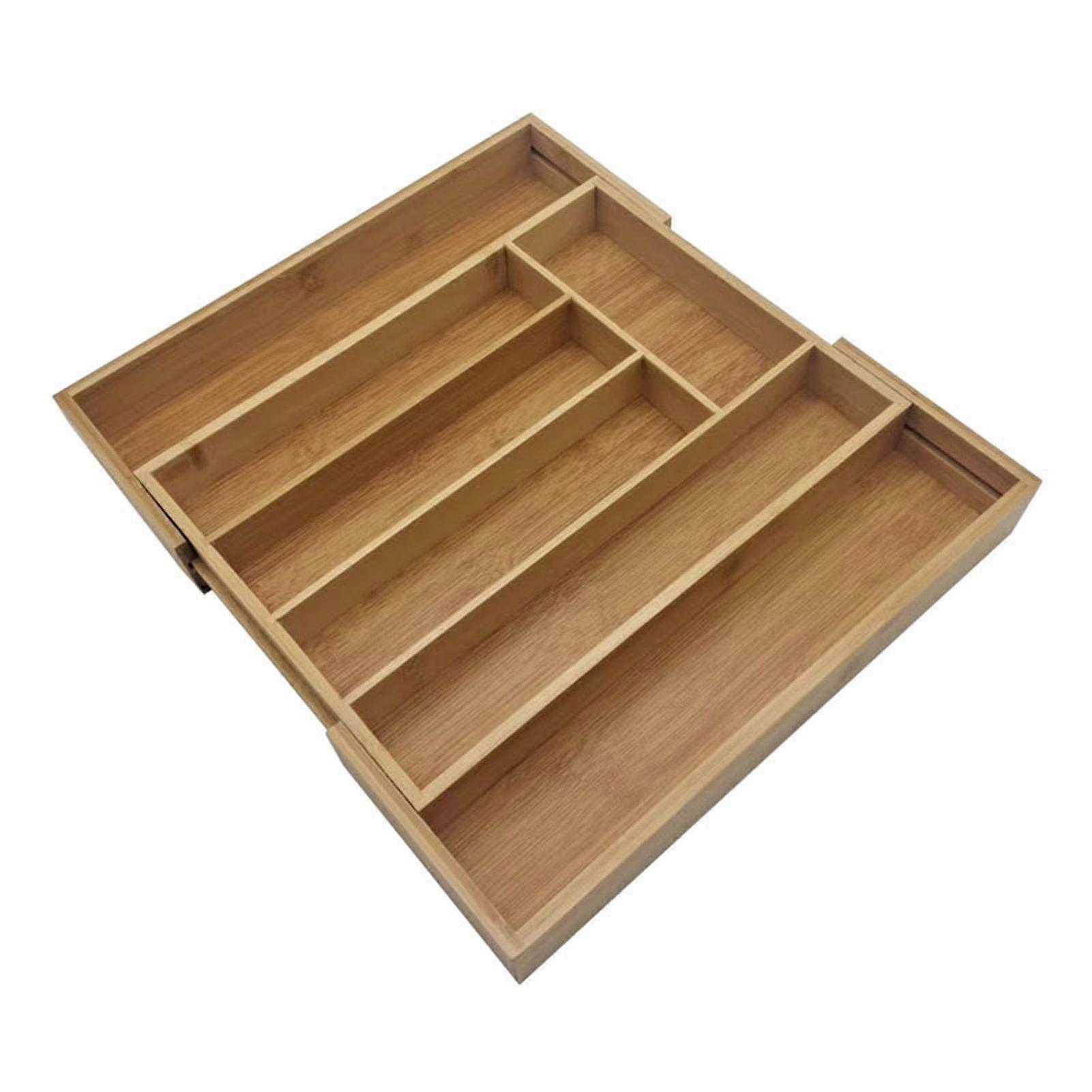 Bamboo Drawer Organizer Expandable 5-7 Compartments Adjustable Width Easy to Clean Cutlery Tray for Kitchen Utensils Jewelry Tools