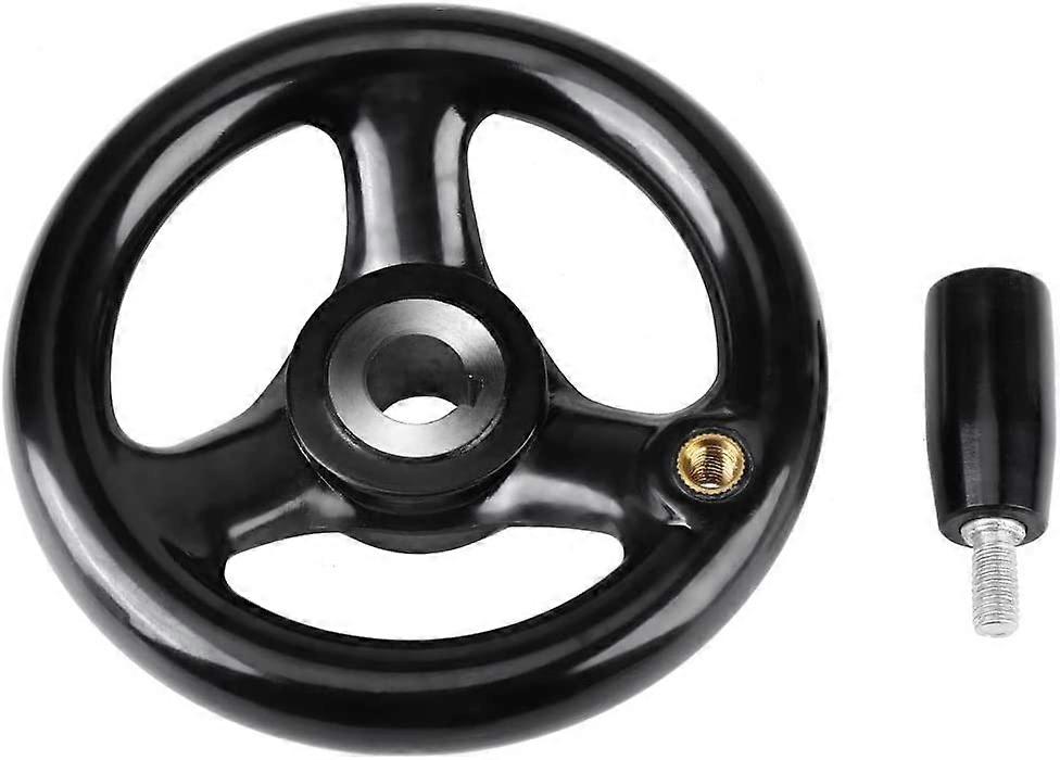 Hand Wheel - 3 Spoke Black Round Handwheel Handle Plastic Hand Wheel with Rotating Handle for 12*100mm Lathe Milling Machine