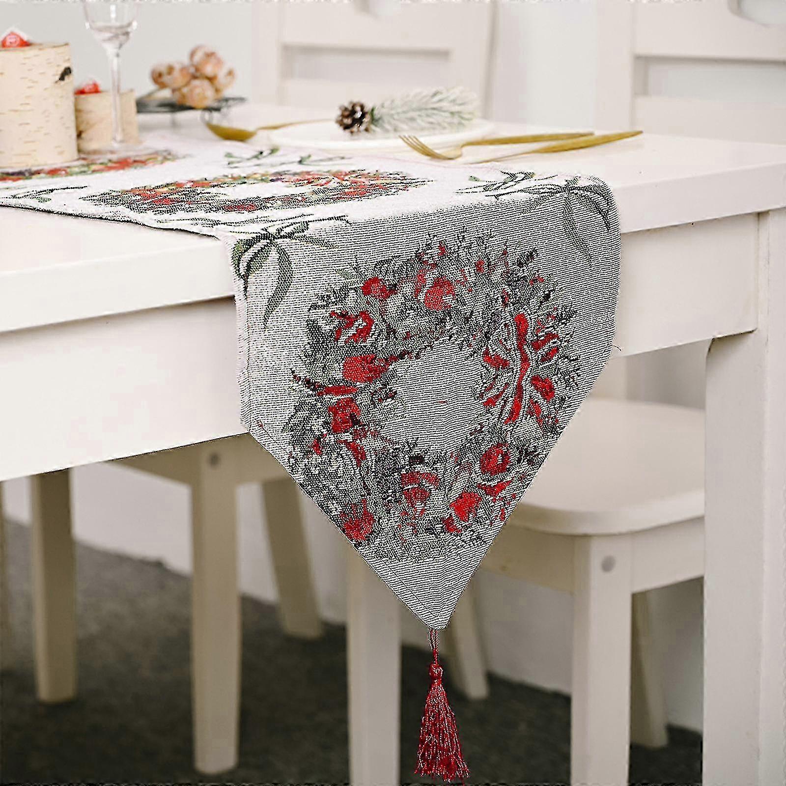 Exquisite Holiday ornaments christmas home decoration supplies knitted fabric table runner creative tablecloth n04757
